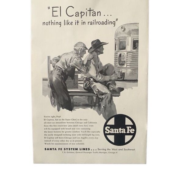 Vintage 1947 Santa Fe El Captain Ad Advertisement - Picture 2 of 4